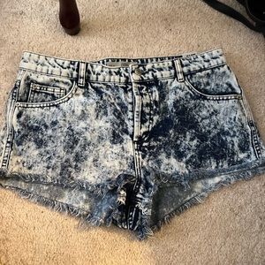 High Waisted Acid Wash Shorts